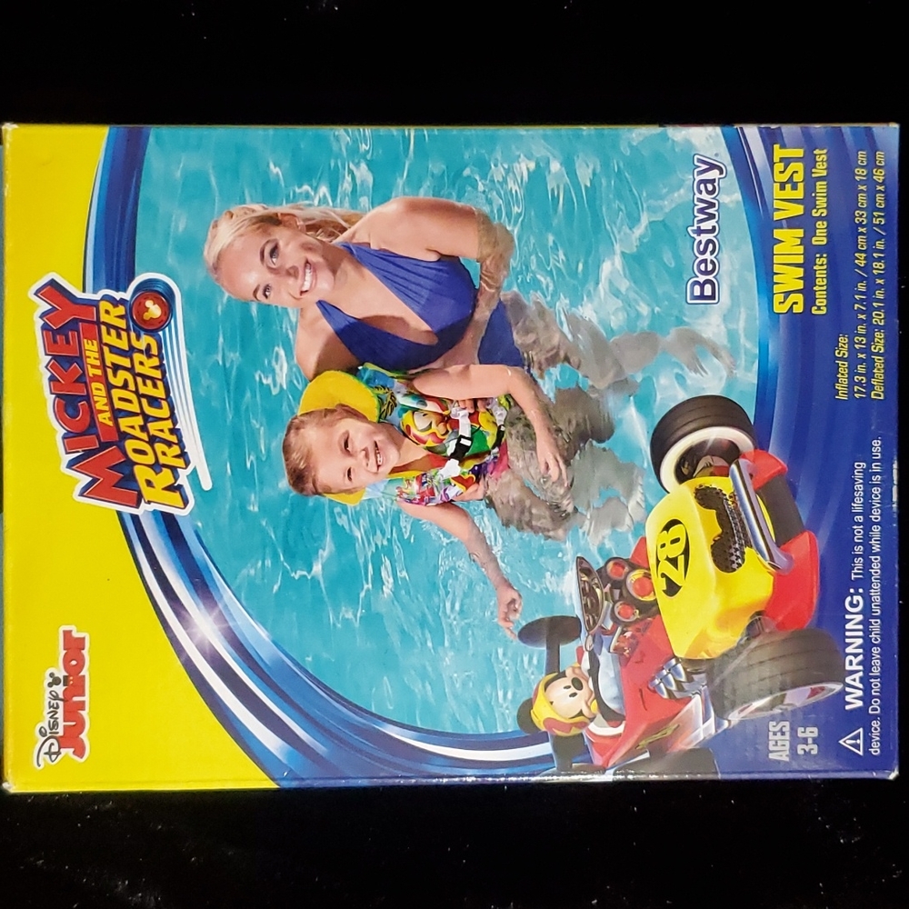 BESTWAY Disney Junior Mickey & Roadster Racers Swim Vest-Ages 3-6   NEW
